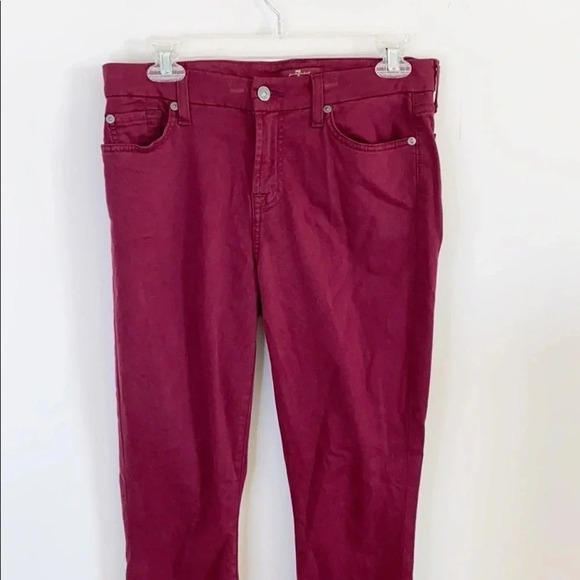 7 For All Mankind Burgundy Ankle Skinny Jean - Picture 5 of 11
